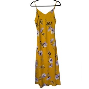 Gilli NWT Mustard Floral Midi Slip Dress M Adjustable Straps Summer